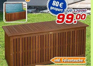 Auflagenbox aus wetterfestem Massivholz - statt UVP 179.- jetzt nur 99.- Euro