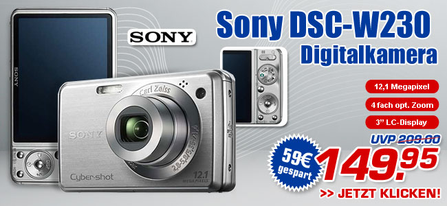 Sony DSC W 230 Digitalcamera &ndash; statt UVP 209.- jetzt nur 149,95 Euro