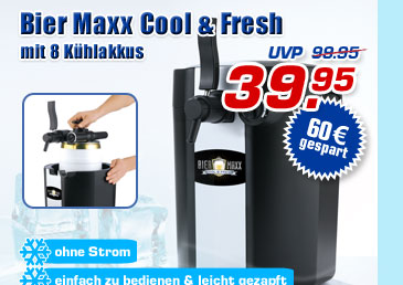 Top-Angebot: Bier Maxx Cool & Fresh mit 8 K&uuml;hlakkus - jetzt statt UVP 99,95 nur 39.95 Euro