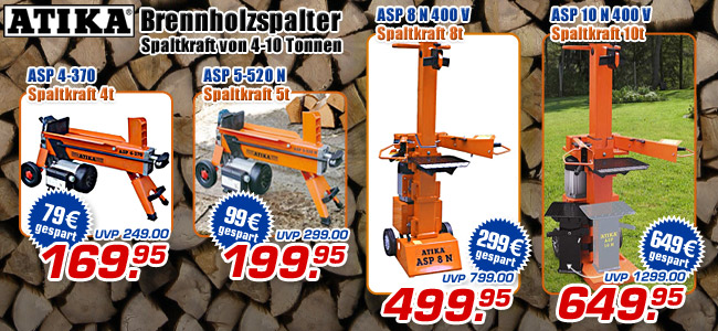 Verschiedene Brennholzspalter - jetzt ab 169.95 Euro