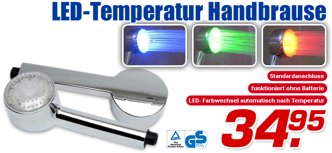 LED-Temperatur Handbrause nur 34.95 Euro