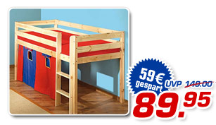 Hochbett Kiefer massiv, natur - statt UVP 149.- nur 89.95 Euro