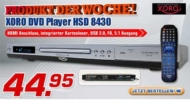 Xoro DVD Player HSD 8430 - jetzt nur 44.95 Euro