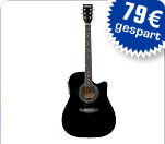Westerngitarre Cutaway inkl. Tonabnehmer - statt UVP 159.- nur