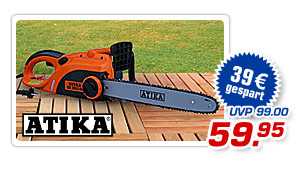 Atika Elektro-Kettensäge KS 2001/40 - statt 99.- UVP jetzt nur 59,95 Atika Elektro-Kettensäge KS 2001/40 - statt 99.- UVP jetzt nur 59,95