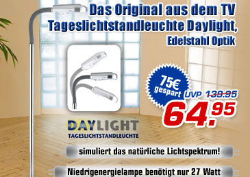 Aus dem TV: Das Original - Tageslichtstandleuchte Daylight, Edelstahl Optik - statt UVP 139.95 nur 64.95