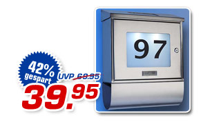 Solar-Briefkasten Robert inkl. Hausnummernleuchte - statt UVP 69.95 nur 39.95 Euro