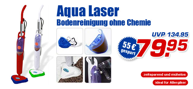 Aqua Laser - m&uuml;helose Bodenreinigung ohne Chemie, statt UVP 134,95 jetzt nur 79,95