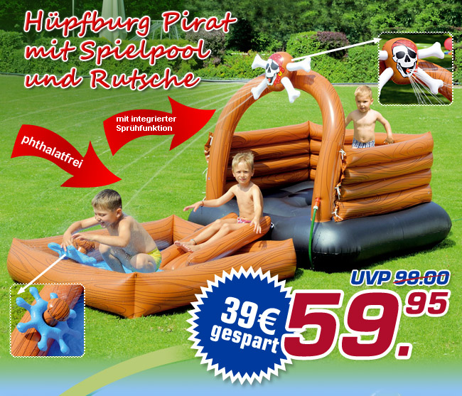 H&uuml;pfburg Pirat mit Spielpool und Rutsche - statt 99.- (UVP) jetzt nur 59.95 Euro