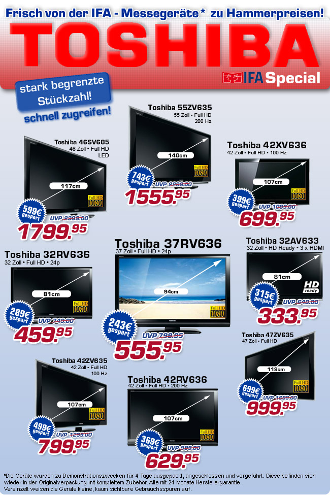 IFA-Special: Toshiba Messeger&auml;te zu Hammerpreisen 