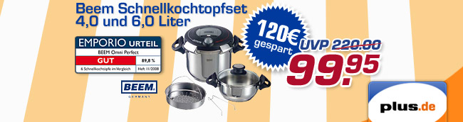 Beem Omni Perfect Schnellkochtopfset 4,0 und 6,0 Liter &ndash; statt UVP 229.- nur 99.95 Euro