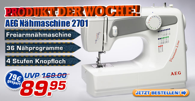 AEG N&auml;hmaschine 2701 - statt 169.- UVP jetzt nur 89.95 Euro!