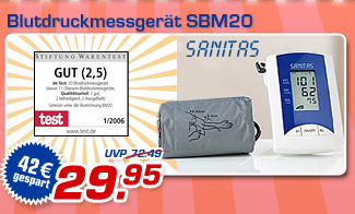 Blutdruckmessger&auml;t SBM20 &ndash; statt UVP 72.49 jetzt nur 29.95 Euro